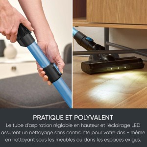 Aspirateur balai sans fil 2-en-1 - SEVERIN HV7151 - 300 W - 50 min - 650 ml - 80 dB - Noir / Bleu