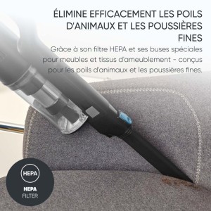 Aspirateur balai sans fil 2-en-1 - SEVERIN HV7151 - 300 W - 50 min - 650 ml - 80 dB - Noir / Bleu