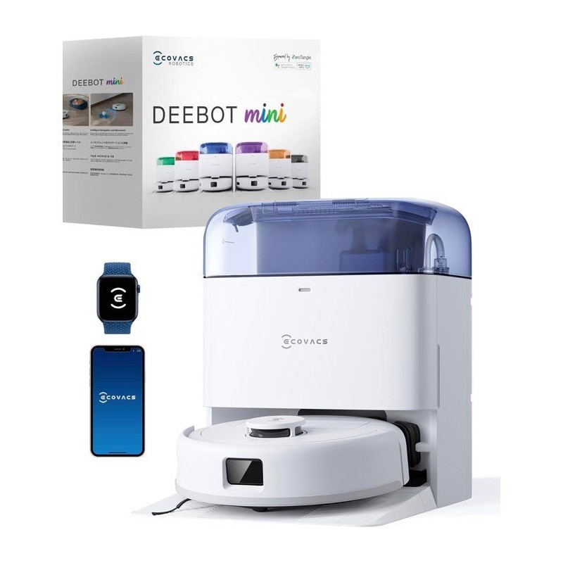 Aspirateur Robot Laveur - ECOVACS DEEBOT MINI - 9 000 Pa - ZeroTangle 2.0 - TrueMapping 2.0 - Séchage a 45 ? - Vidage Auto