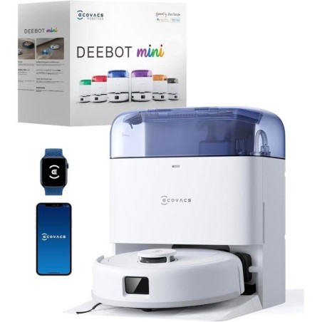 Aspirateur Robot Laveur - ECOVACS DEEBOT MINI - 9 000 Pa - ZeroTangle 2.0 - TrueMapping 2.0 - Séchage a 45 ? - Vidage Auto