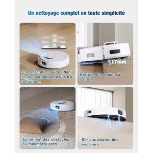 Aspirateur Robot Laveur - ECOVACS DEEBOT MINI - 9 000 Pa - ZeroTangle 2.0 - TrueMapping 2.0 - Séchage a 45 ? - Vidage Auto