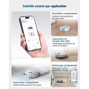 Aspirateur Robot Laveur - ECOVACS DEEBOT MINI - 9 000 Pa - ZeroTangle 2.0 - TrueMapping 2.0 - Séchage a 45 ? - Vidage Auto