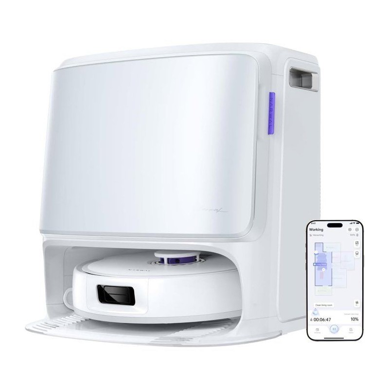 NARWAL Freo Z10 - Robot Aspirateur et Laveur avec Systeme Anti-Enchevetrement - 15000 Pa - Base Autonome - Nettoyage a 75°C