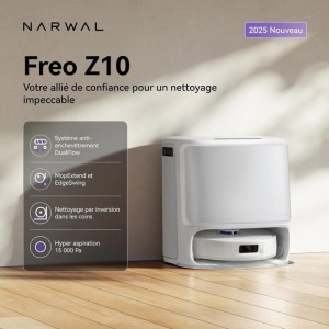 NARWAL Freo Z10 – Saug- und Wischroboter mit Anti-Verhedderungssystem – 15.000 Pa – Autonome Ladestation – Reinigung bei