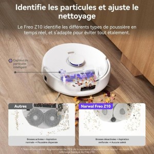 NARWAL Freo Z10 - Robot Aspirateur et Laveur avec Systeme Anti-Enchevetrement - 15000 Pa - Base Autonome - Nettoyage a 75°C