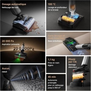 MOVA X4 PLUS Mopp- und Besenstaubsauger – Anti-Tangle – Automatische Reinigung 100 °C – Saugleistung 20 kPa