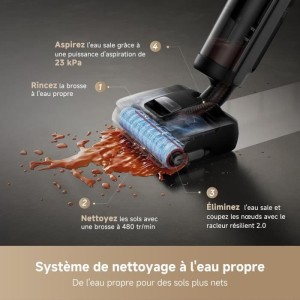 DREAME H15 Mix Aspirateur Laveur 7-en-1 - Bras robotique IA - Nettoyage des Bords Triple - 23 kPa - Lavage Brosse a l'eau a 100