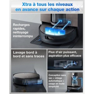 ECOVACS X11 OMNICYCLONE - Robot Aspirateur Laveur sans Sac - 19500 Pa - Charge rapide PowerBoost - Idéal Animaux - Brosse anti-