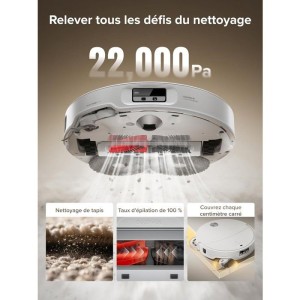 ROBOROCK QREVO CurvX - Aspirateur Robot Laveur - 22 000 Pa - Brosse et Serpilliere FlexiArm - Anti-enchevetrement
