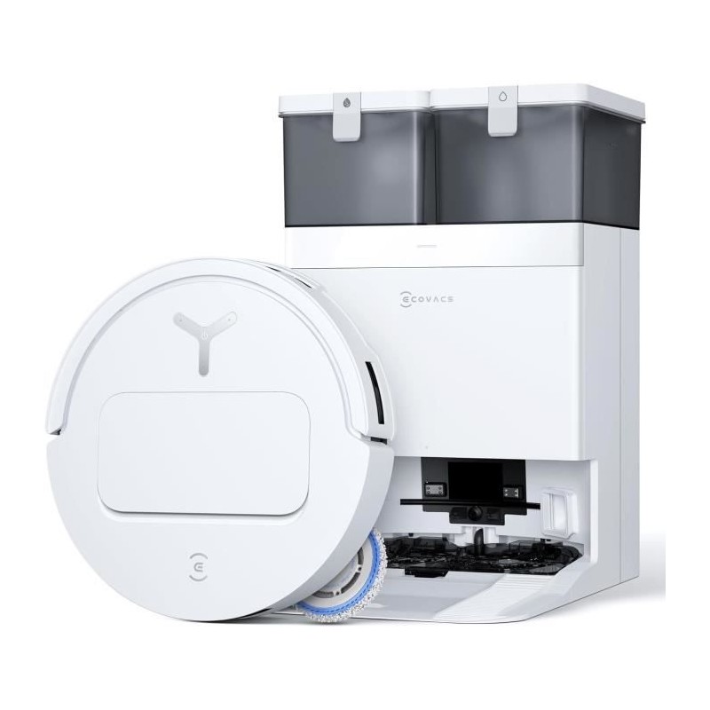 ECOVACS T50 OMNI White Gen2 - Aspirateur Robot avec Station - 21000Pa - Brosse latérale et serpilliere Extensibles - ZeroTangle