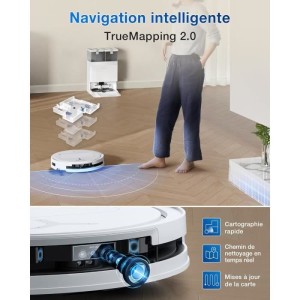 ECOVACS T50 OMNI WHite Gen2 – Saugroboter mit Ladestation – 21.000 Pa – Ausziehbare Seitenbürste und Wischfunktion – Ze