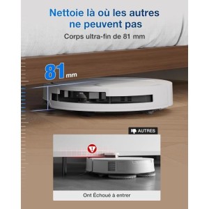 ECOVACS T50 OMNI WHite Gen2 – Saugroboter mit Ladestation – 21.000 Pa – Ausziehbare Seitenbürste und Wischfunktion – Ze
