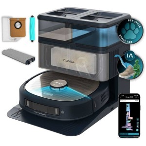 Aspirateur Robot Laveur - CECOTEC Conga Z100 - 20 000 Pa - Noir / Inox