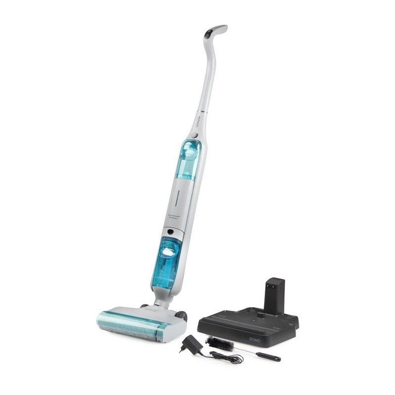 Aspirateur balai laveur - DOMO DO253SW - 10 000 Pa - 35 min - 75 m² - 450 ml - Blanc / Bleu