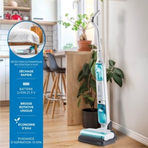 Akku-Staubsauger und Wischmopp – DOMO DO253SW – 10.000 Pa – 35 Min. Laufzeit – 75 m² – 450 ml Staubbehälter – Wei