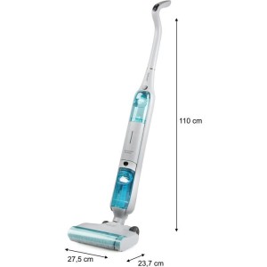 Akku-Staubsauger und Wischmopp – DOMO DO253SW – 10.000 Pa – 35 Min. Laufzeit – 75 m² – 450 ml Staubbehälter – Wei