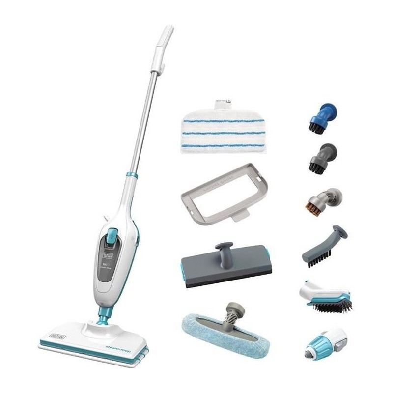 BLACK+DECKER FSMH13E10-QW - Balai Vapeur Avec Nettoyeur a Main 1300W - 10 Accessoires fournis - Câble 4.8M