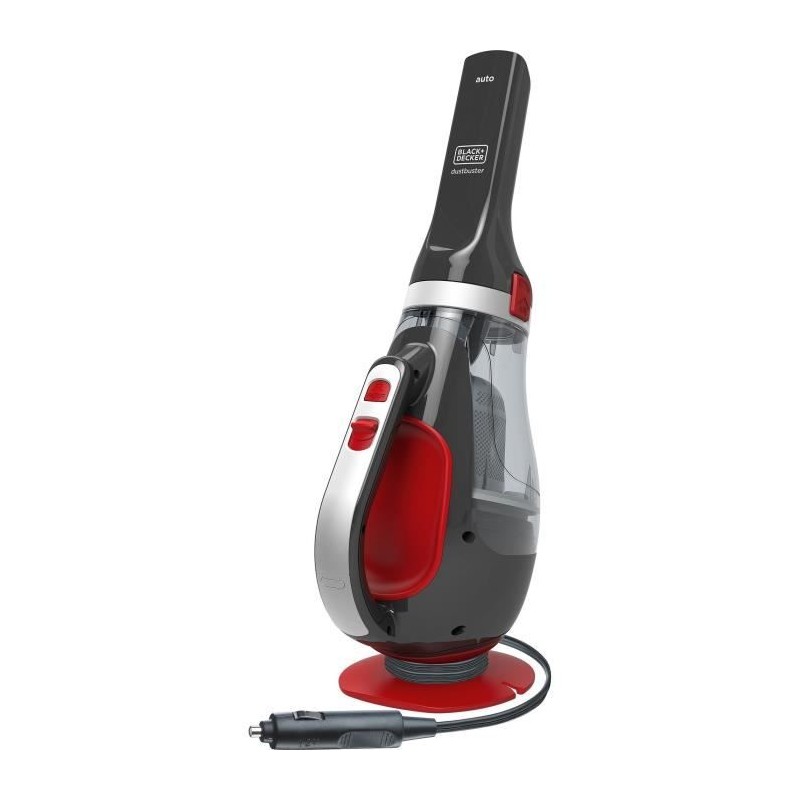 Aspirateur a main spécial voiture - BLACK & DECKER ADV1200-XJ - 12,5 AW - 12V - Prise allume cigare - Rouge / Gris