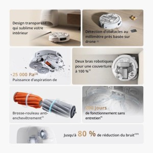 DJI ROMO A – Saug- und Wischroboter mit Ladestation – Transparenter Roboter – 25.000 Pa Saugkraft – Millimetergenaue Ort