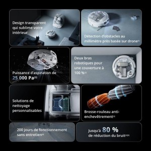 DJI ROMO P – Saug- und Wischroboter mit Ladestation – Transparentes Design – 25.000 Pa Saugkraft – Millimetergenaue Ortu