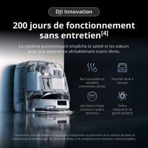DJI ROMO P - Robot Aspirateur Laveur avec Station - Design Transparent - 25 000 Pa - Détection au millimetre - 200 j sans Entre