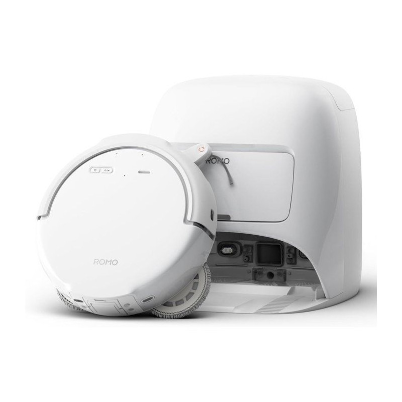 DJI ROMO S - Robot Aspirateur Laveur avec Station - 25 000 Pa - Détection de Niveau Drone - 200 Jours sans Maintenance