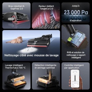 DREAME H15 Pro FoamWash - Aspirateur Laveur - Nettoyage Ciblé - Solution a Rapport Intelligent - Bras Robotisé IA 2.0- TangleC