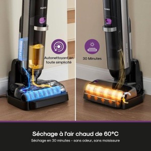 EUREKA RapidWash NEW630 - Aspirateur Laveur sans Fil Sec et Humide - Inclinaison a 170° - Séchage Air Chaud 60? -Anti Enchevet