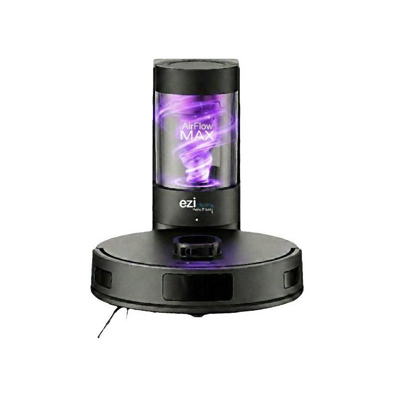 Robot aspirateur laveur - EZICLEAN AirFlow MAX - LIDAR connecté avec base de vidage - 15 000 Pa - 2 L - 160 min - Noir