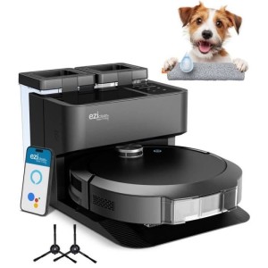 EZICLEAN All-in-one Z10 Plus Connected Robot Vacuum Cleaner with Emptying Base - 240 min - 6000pa - 180m² - 1.5L