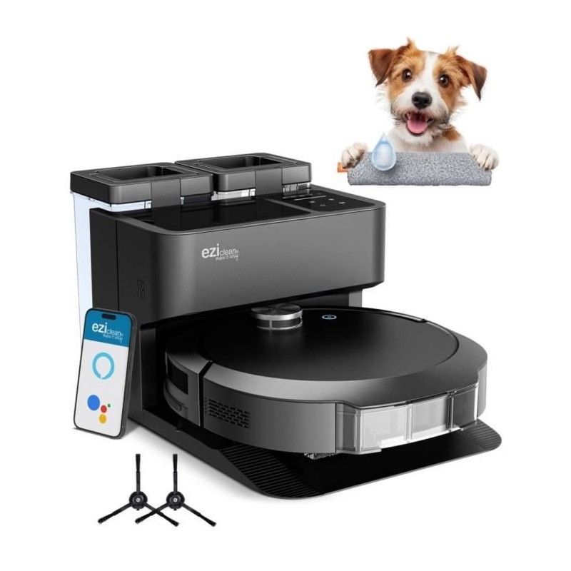 EZICLEAN All-in-one Z10 Plus Connected Robot Vacuum Cleaner with Emptying Base - 240 min - 6000pa - 180m² - 1.5L