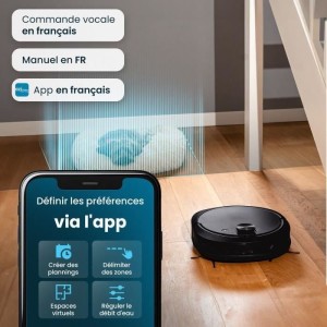 Robot Aspirateur Laveur connecté avec base de vidage EZICLEAN All-in-one Z10 Plus - 240 min - 6000pa - 180m² - 1.5L