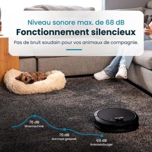 Robot Aspirateur Laveur connecté avec base de vidage EZICLEAN All-in-one Z10 Plus - 240 min - 6000pa - 180m² - 1.5L