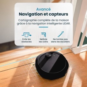 Vernetzter Staubsauger- und Wischroboter mit EZICLEAN All-in-one Z10 Plus-Entleerungsbasis – 240 Min. – 6000 Pa – 180 m²
