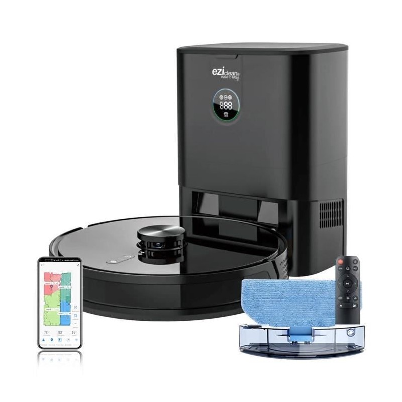 Vernetzter Staubsauger- und Wischroboter mit EZICLEAN I-Bot Z7 Smart-Saugbasis – 240 Min. – 3 kPa – 300 m² – 3 l