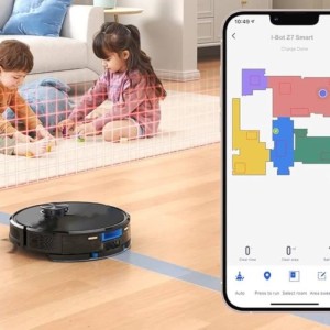Vernetzter Staubsauger- und Wischroboter mit EZICLEAN I-Bot Z7 Smart-Saugbasis – 240 Min. – 3 kPa – 300 m² – 3 l