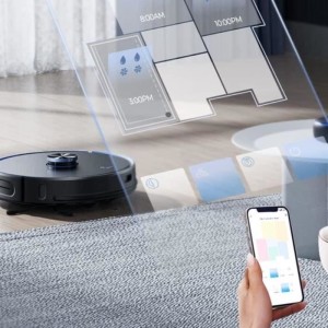 Vernetzter Staubsauger- und Wischroboter mit EZICLEAN I-Bot Z7 Smart-Saugbasis – 240 Min. – 3 kPa – 300 m² – 3 l