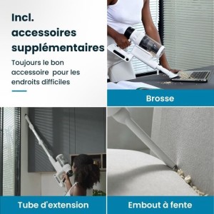 EZICLEAN Cyclomax R22 station - Aspirateur balai sans fil - 52 min - 500 W - 35 kPa - Blanc
