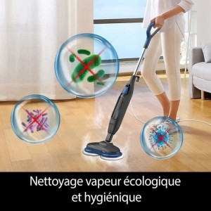 Balai Nettoyeur Vapeur - EZICLEAN STEAM WAVE 360 - 1200 W - 24 g/min - Nettoyage et entretien complet des sols en bois