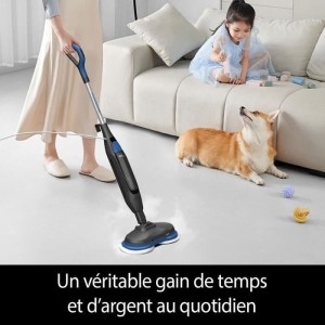 Dampfreiniger-Mopp - EZICLEAN - STEAM WAVE 360 - 1200 W - 24 g/min - 450 ml - Schwarz / Blau