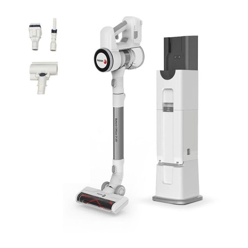 Aspirateur balai sans fil 2 en 1 - FAGOR - FG6415 - 300W - Avec base auto nettoyante - Tube Flexible - 3 vitesses - Autonomie 60