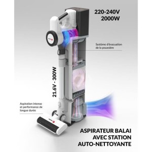 Aspirateur balai sans fil 2 en 1 - FAGOR - FG6415 - 300W - Avec base auto nettoyante - Tube Flexible - 3 vitesses - Autonomie 60