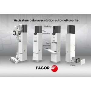 in 1 cordless broom vacuum cleaner - FAGOR FG6415 - 300W - With self-cleaning base - Flexible tube - 3 speeds - Autonomy 60 min