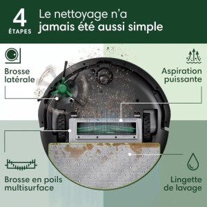 iRobot Roomba 105 Combo+Autoempty Dock - Robot Aspirateur Laveur 2en1 - Aspiration de 7KPa - Navigation LiDAR