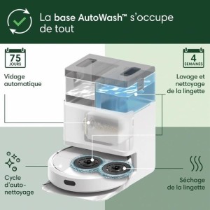 iRobot Roomba Plus 405 Combo Robot + AutoWash – Multifunktionsbasis – Waschen und Trocknen von Tüchern – LiDAR Clearview