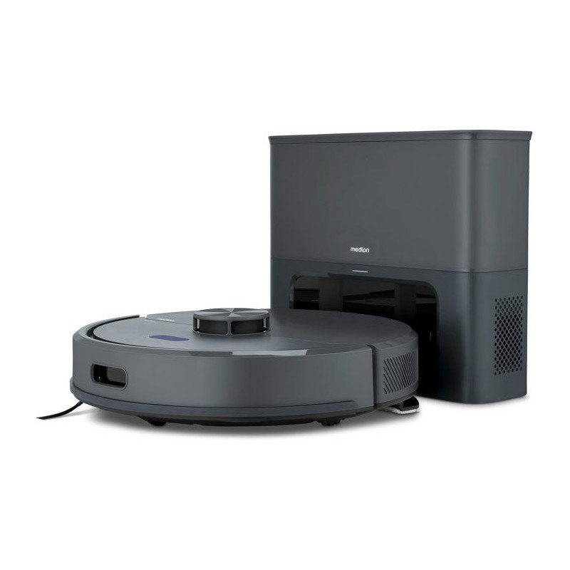 Aspirateur Robot Laveur - MEDION MD100021 X22SW+ - 165 min - 5000 Pa - Navigation Laser - 2,5 L - Gris