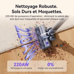 NARWAL V40 Station - Aspirateur Balai sans Fil - 28000 PA - Station d'aspiration Auto - Autonomie 120Min - Anti-emmelement des P