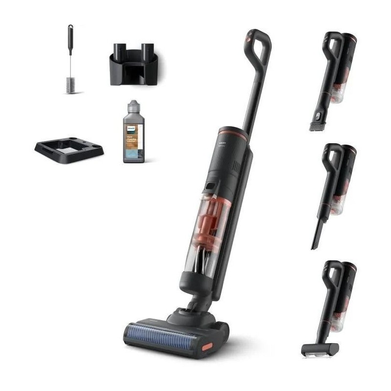 Aspirateur balai laveur 2-en-1 - PHILIPS - XW6264/11 - Série 6000 - PowerCyclone Aqua - 2500 tours/min - Noir & Corail