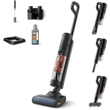 Aspirateur balai laveur 2-en-1 - PHILIPS - XW6264/11 - Série 6000 - PowerCyclone Aqua - 2500 tours/min - Noir & Corail