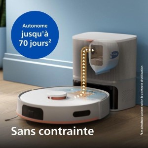 Aspirateur robot laveur avec station - PHILIPS - XU5100/20 - Série 5000 - 10 000 Pa - 66 dB - Beige
